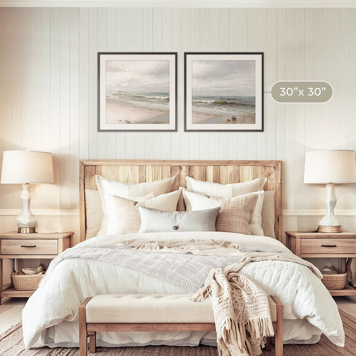 2 Piece Coastal Wall Art - Sage and Rose Prints