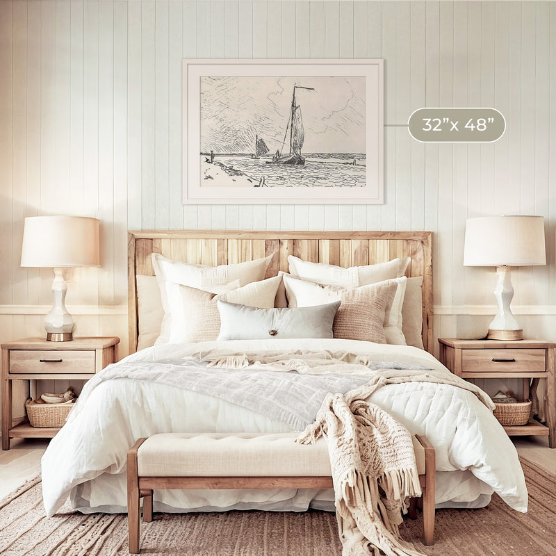 Sailboat Drawing No2 - Sage and Rose Prints