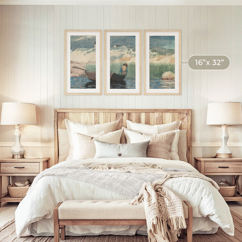 Gone Fishing Watercolor Triptych - Sage and Rose Prints