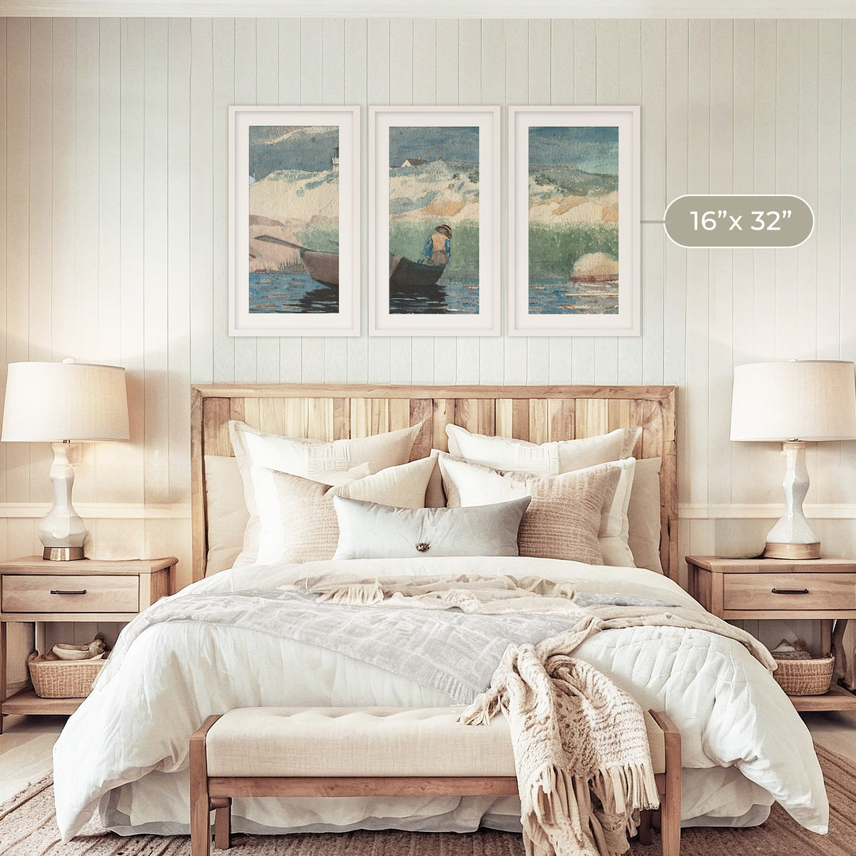Gone Fishing Watercolor Triptych - Sage and Rose Prints
