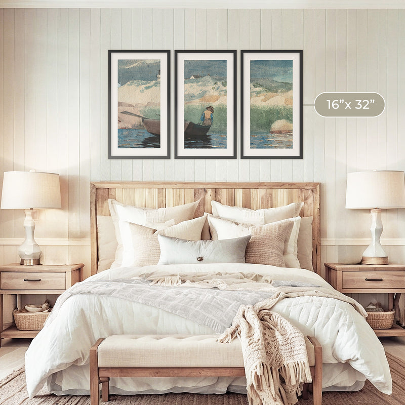 Gone Fishing Watercolor Triptych - Sage and Rose Prints