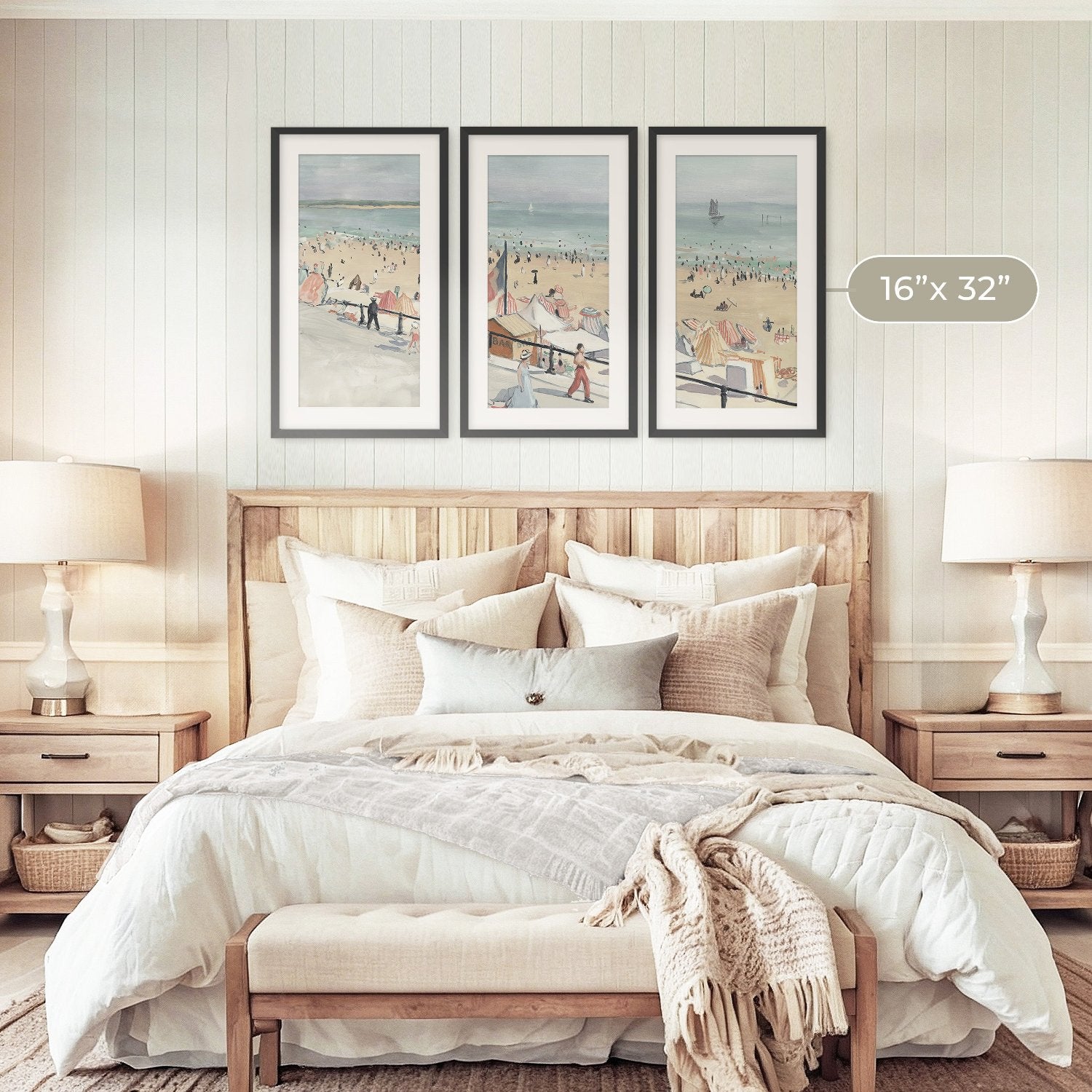 Coastal Wall Art - 07-3x is a Coastal Painting of a peaceful beach ideal for beach cottages and AirBnB interior decor sold by Sage and Rose Prints