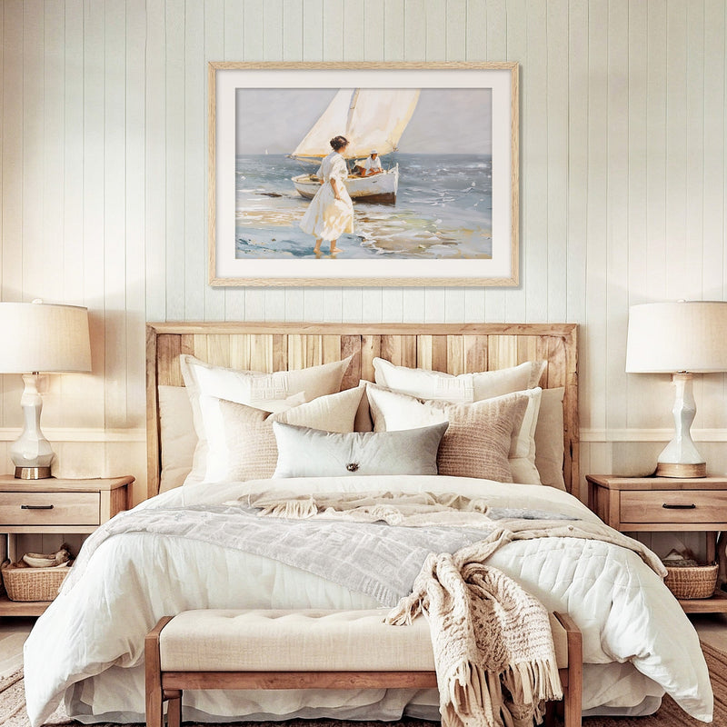 Sailboat Painting - Impressionist Women -Sage and Rose Prints