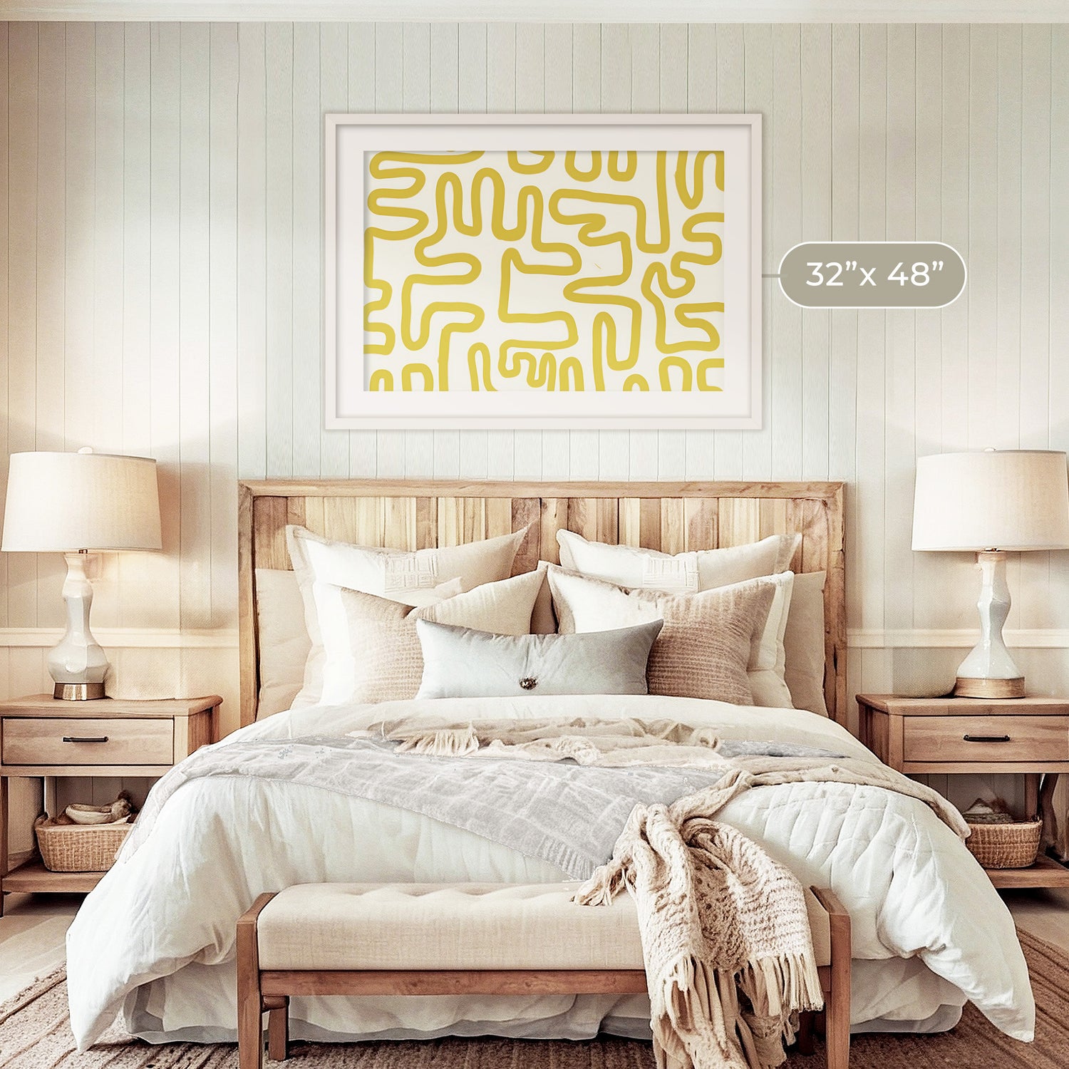 Yellow Organic Maze Print - Sage and Rose Prints