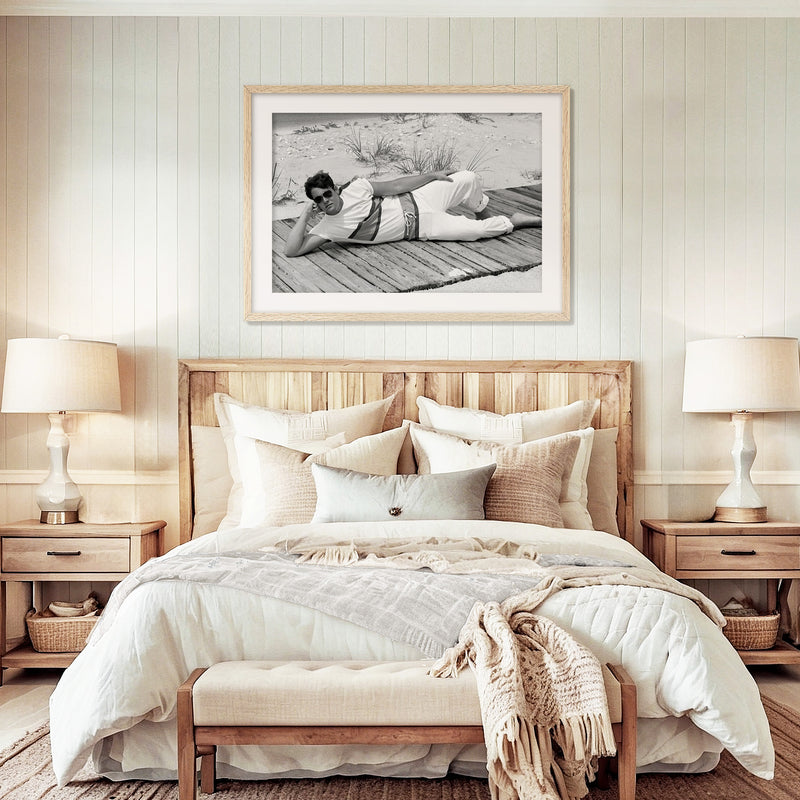 Lounging on the Beach Old Photograph - Sage and Rose Prints