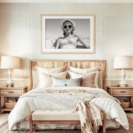 Black and White Beach Babe Photo No2 - Sage and Rose Prints