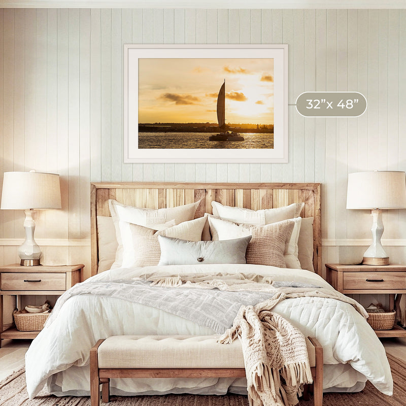 Sepia Sunset Sailboat Ocean Photo No1 - Sage and Rose Prints