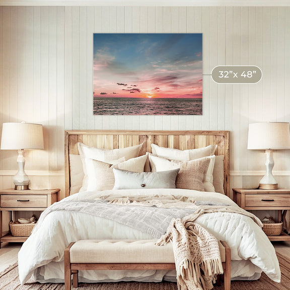 Pink Sunset Sky Ocean Photography - Sage and Rose Prints