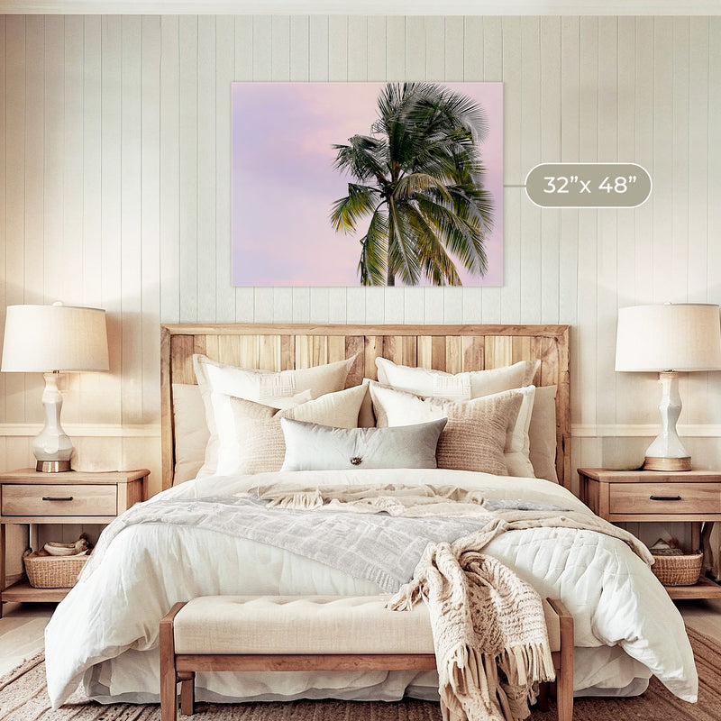 Lone Palm Tree Against a Pink Sky No1 - Sage and Rose Prints