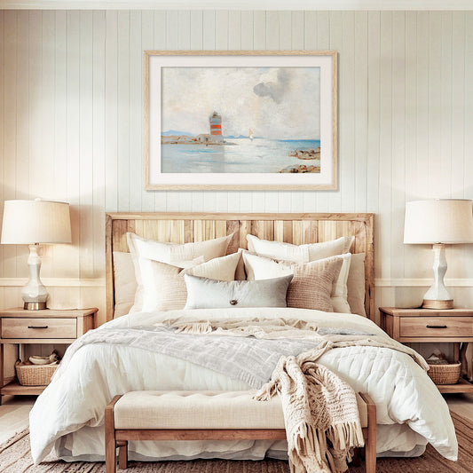 Vintage Lighthouse Watercolor Print - Sage and Rose Prints