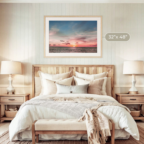 Pink Sunset Sky Ocean Photography - Sage and Rose Prints