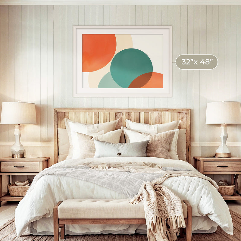 Abstract Circle in Orange and Teal - Sage and Rose Prints
