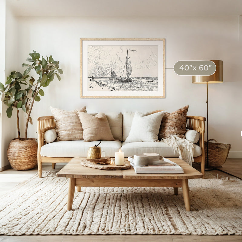 Sailboat Drawing No2 - Sage and Rose Prints