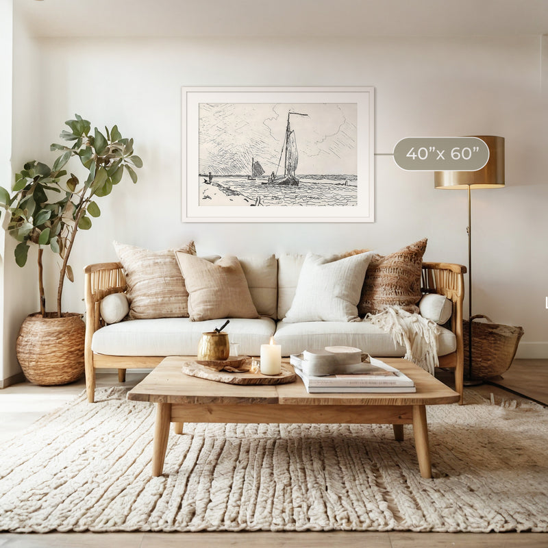 Sailboat Drawing No2 - Sage and Rose Prints