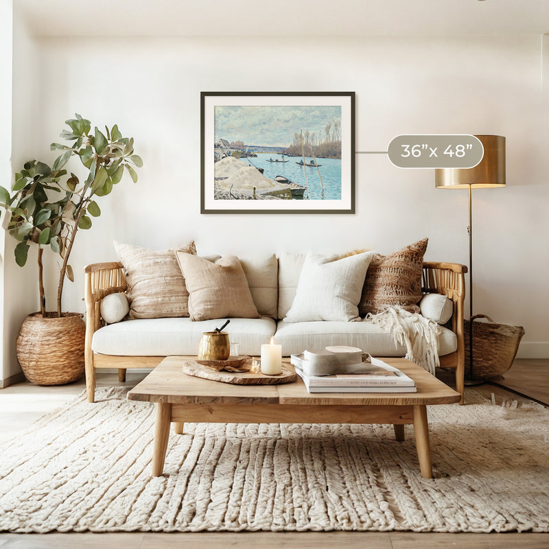 Boats on the River in Tan and Teal - Sage and Rose Prints