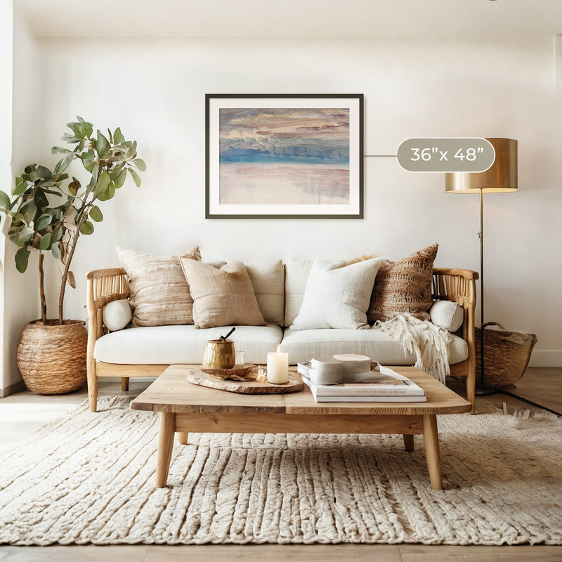 Muted Abstract Seascape Watercolor - Sage and Rose Prints