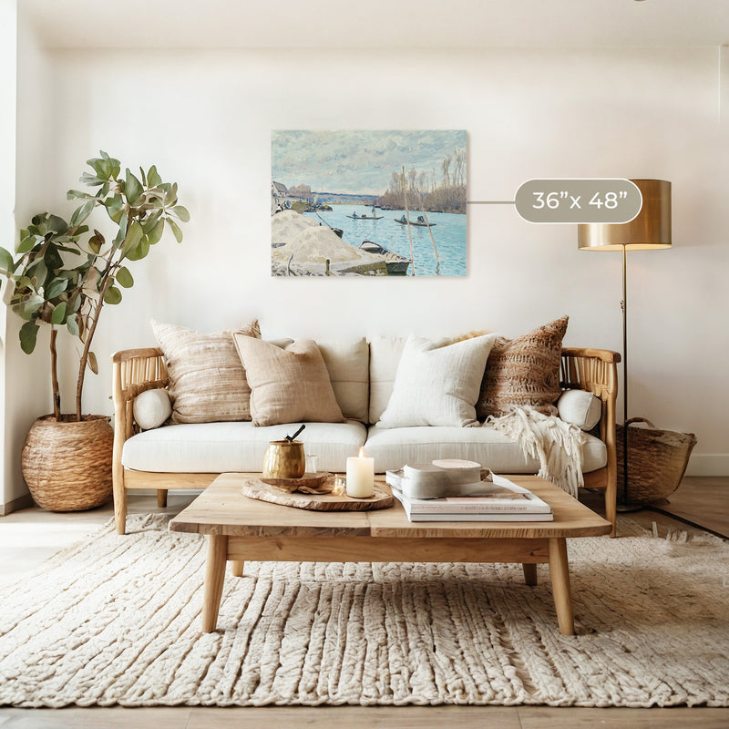 Boats on the River in Tan and Teal - Sage and Rose Prints