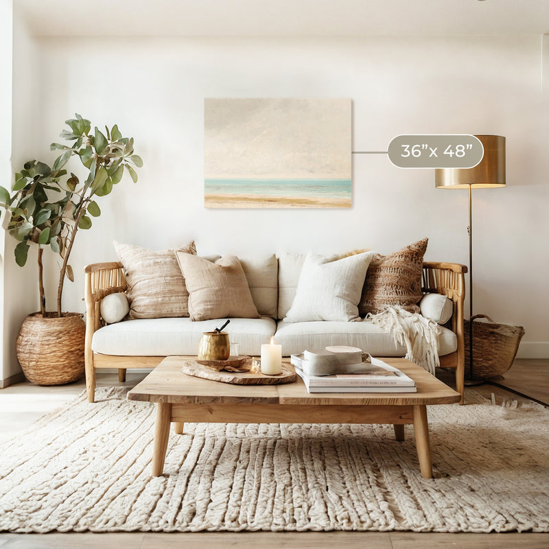 Bright Teal and Orange Abstract Seascape - Sage and Rose Prints