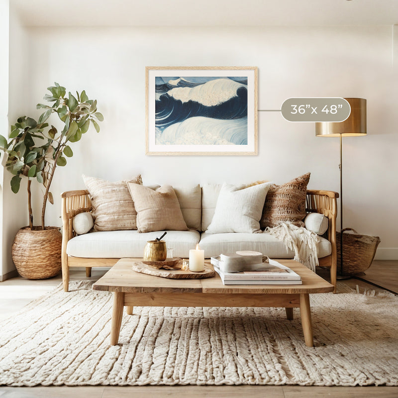 Wabi Sabi Wave Impasto Oil Painting - Sage and Rose Prints