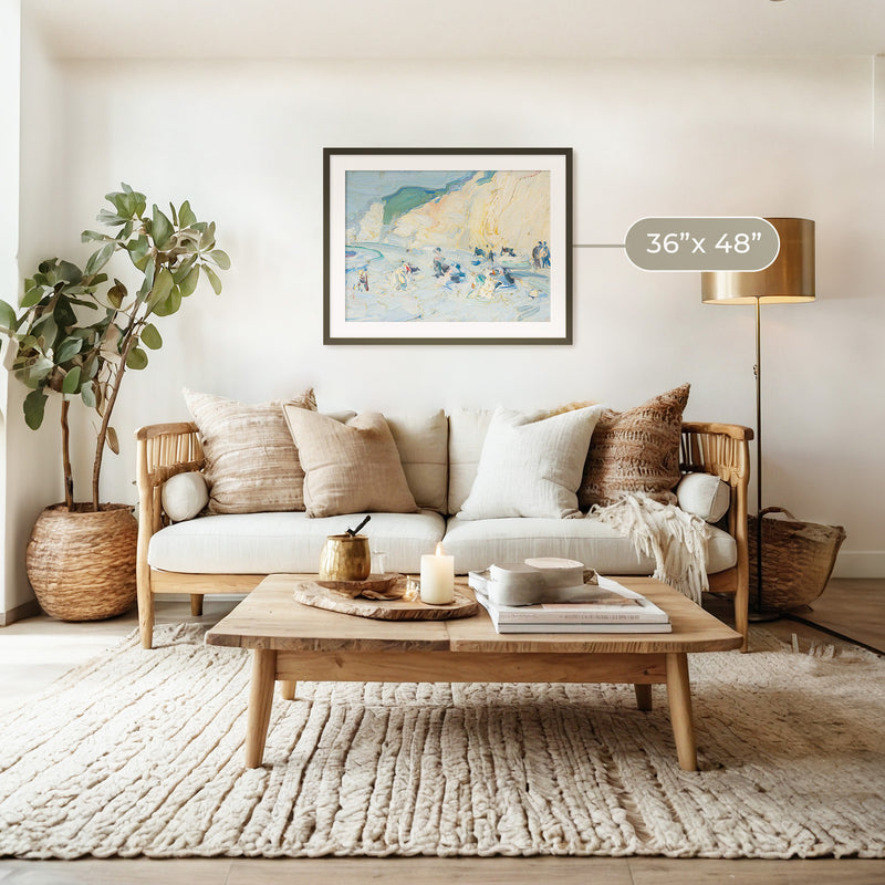 Busy Beach Impasto Oil Painting - Sage and Rose Prints