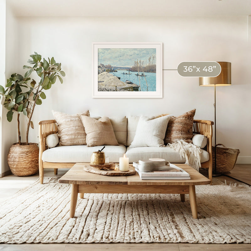 Boats on the River in Tan and Teal - Sage and Rose Prints