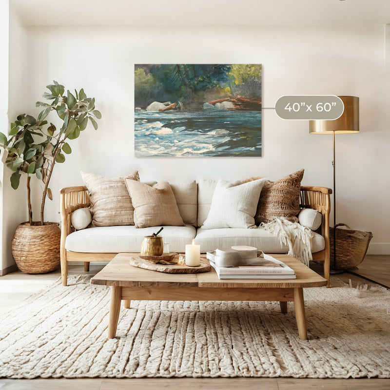 River Painting in Shades of Green - Sage and Rose Prints