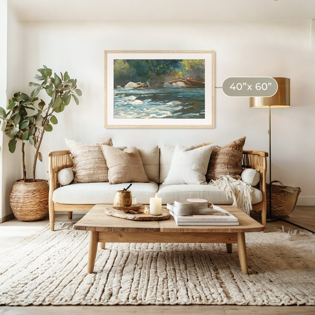 River Painting in Shades of Green - Sage and Rose Prints