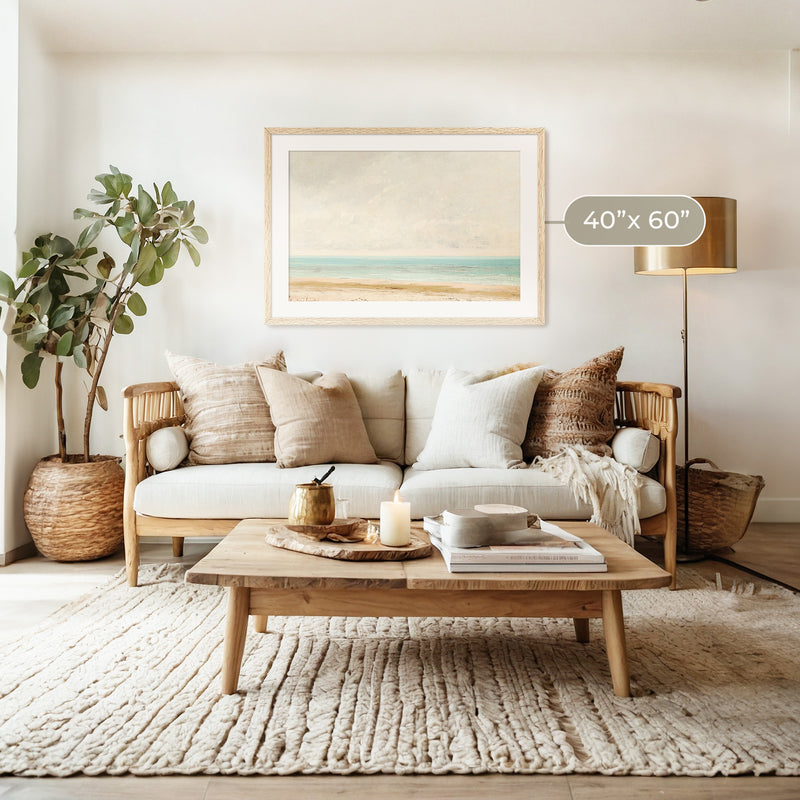 Bright Teal and Orange Abstract Seascape - Sage and Rose Prints