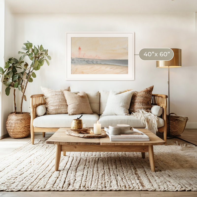 Simple Abstract Coastal Landscape - Sage and Rose Prints
