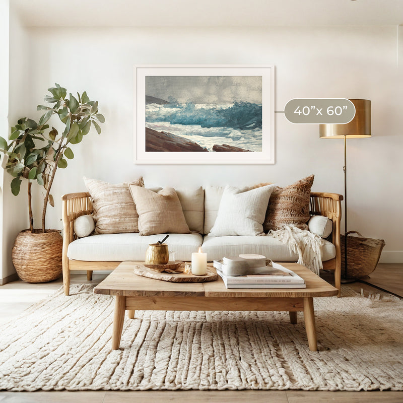 Ocean Watercolor in Deep Teal - Sage and Rose Prints