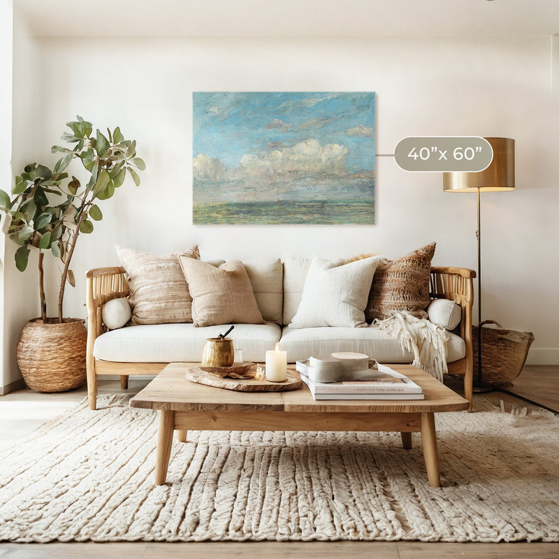 Vibrant Blue Sky Seaside Painting - Sage and Rose Prints