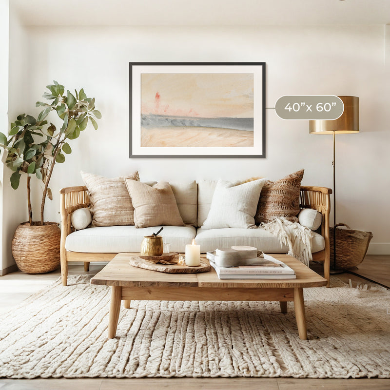 Simple Abstract Coastal Landscape - Sage and Rose Prints