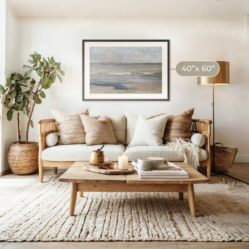 Muted Neutral Ocean Painting - Sage and Rose Prints