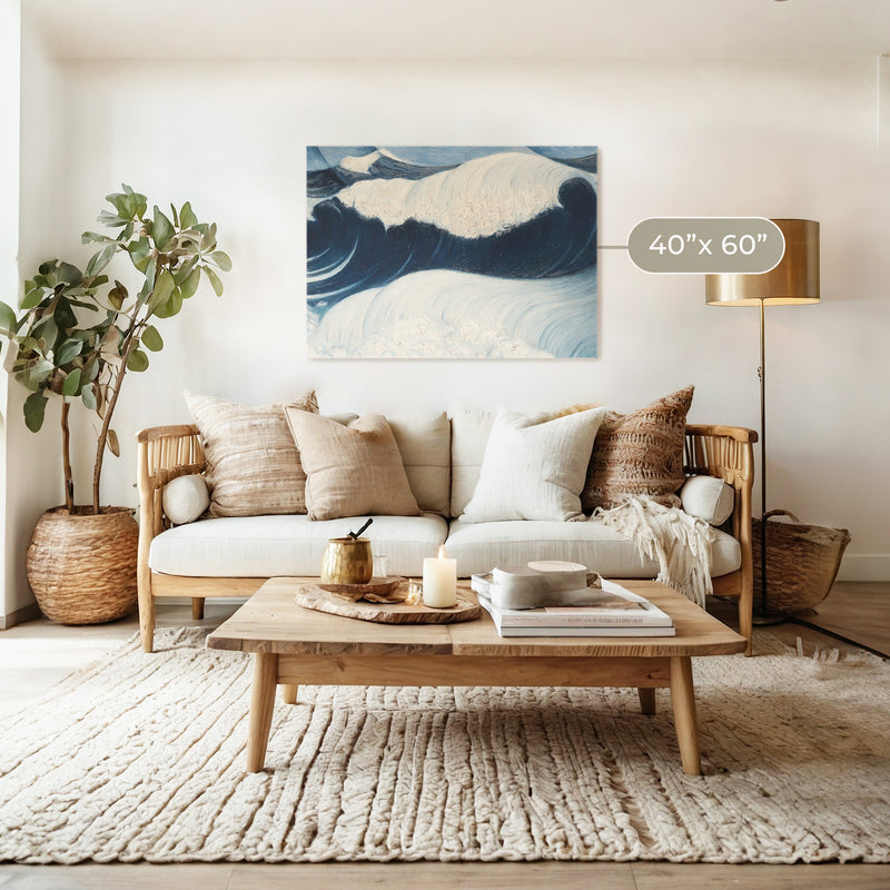 Wabi Sabi Wave Impasto Oil Painting - Sage and Rose Prints