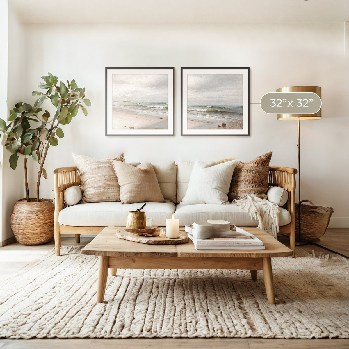 2 Piece Coastal Wall Art - Sage and Rose Prints