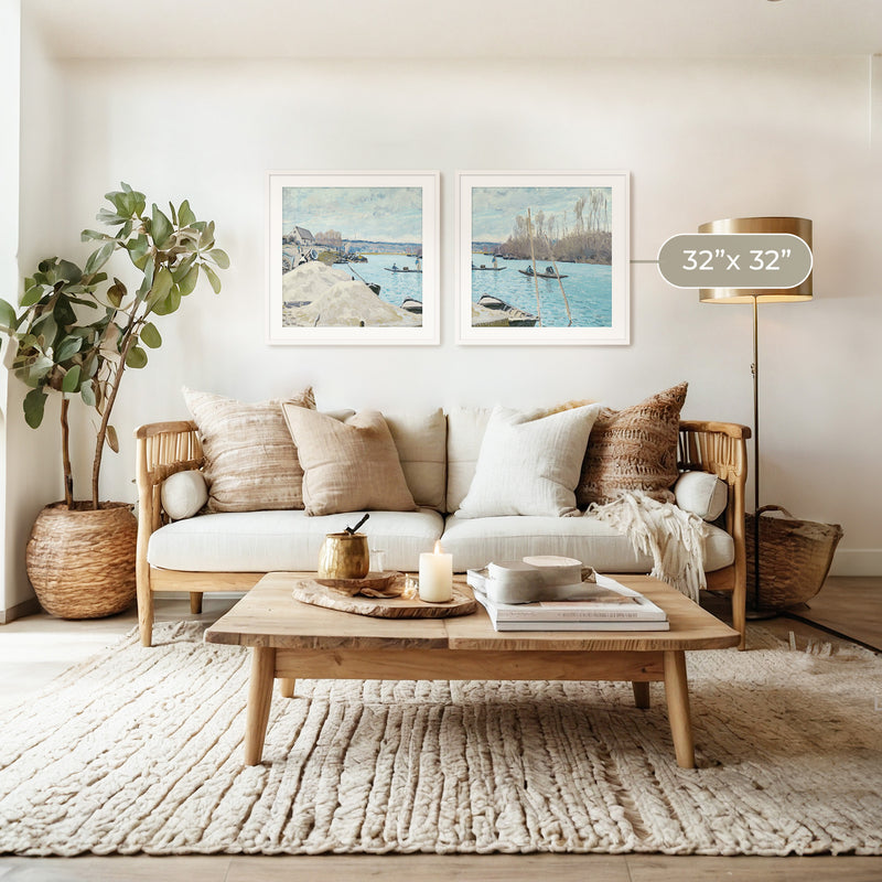 Boats on the River 2-Panel Set - Sage and Rose Prints