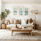 Boats on the River in Tan and Teal Triptych - Sage and Rose Prints