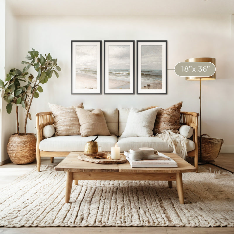 3 Piece Coastal Wall Art - Sage and Rose Prints