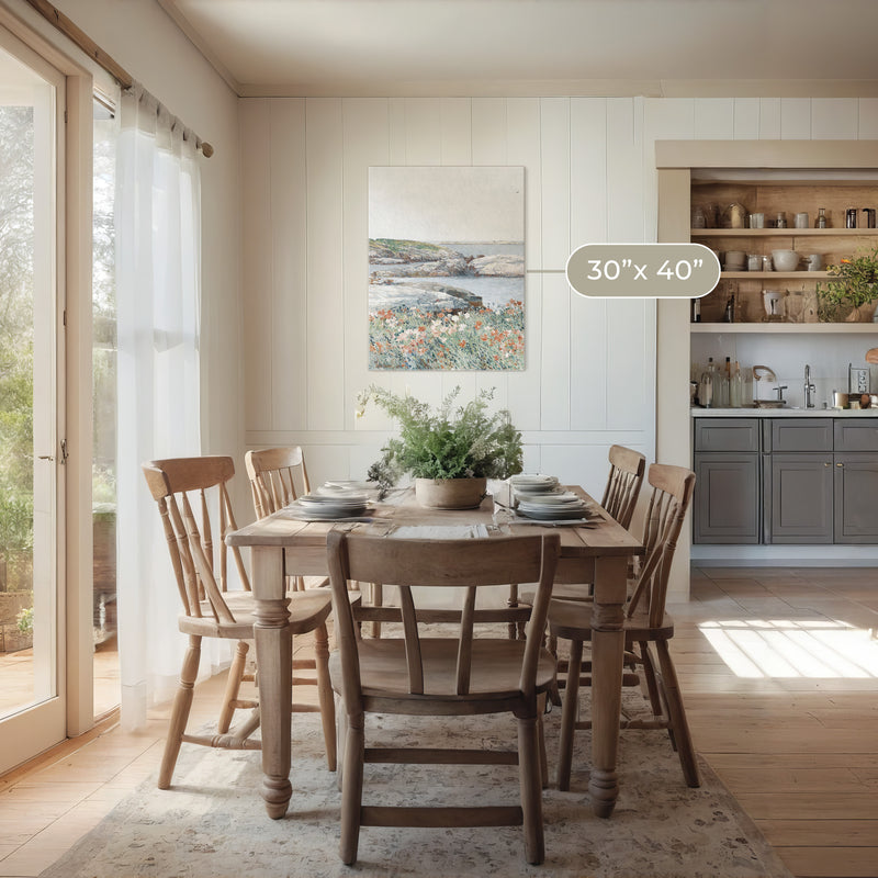 Serene Impressionist Coastal Flowers No1 - Sage and Rose Prints