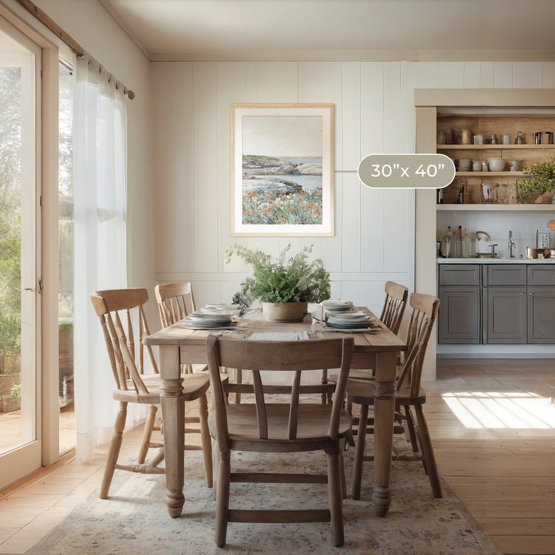 Serene Impressionist Coastal Flowers No1 - Sage and Rose Prints