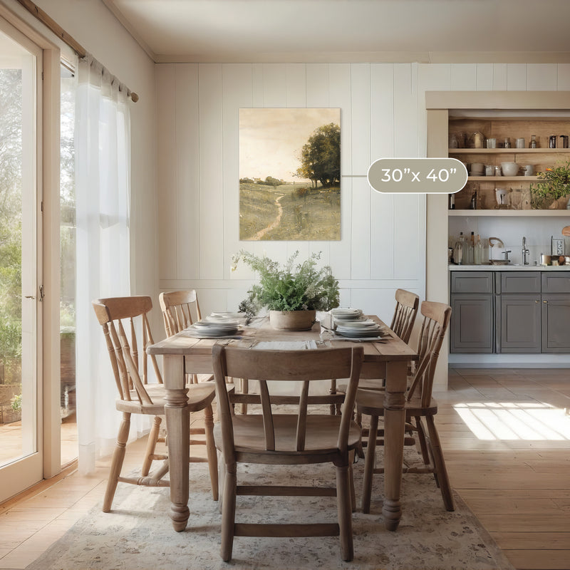 Muted Green Countryside Landscape No2 - Sage and Rose Prints