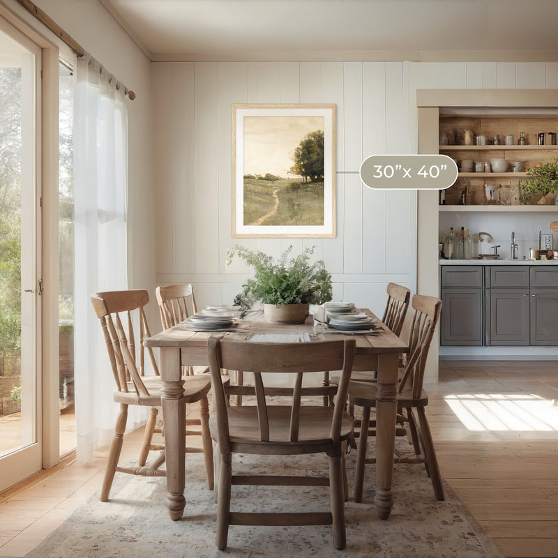 Muted Green Countryside Landscape No2 - Sage and Rose Prints