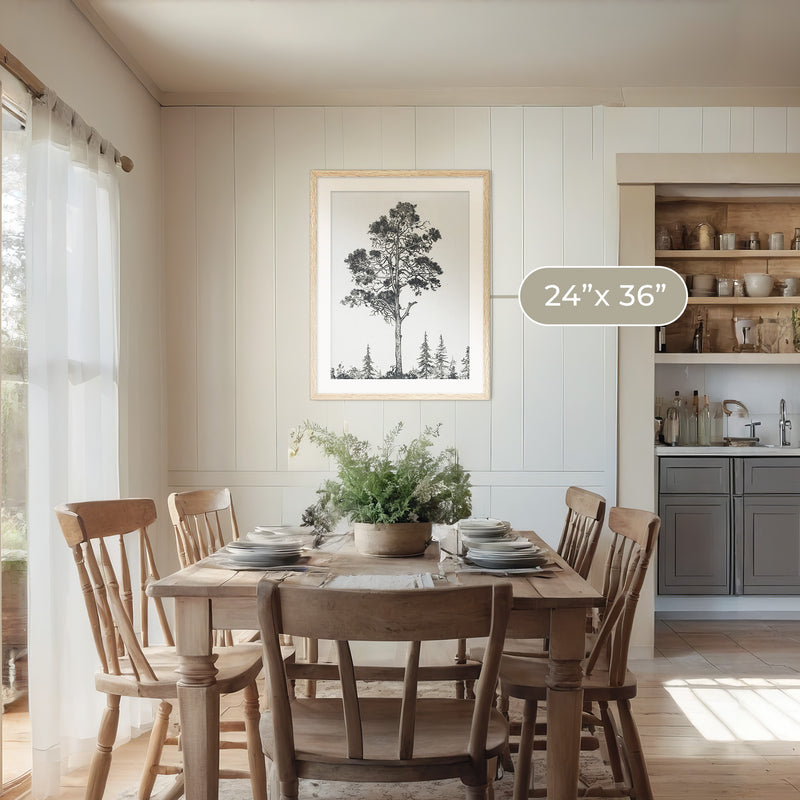 Black and White Tree Illustration No2 - Sage and Rose Prints