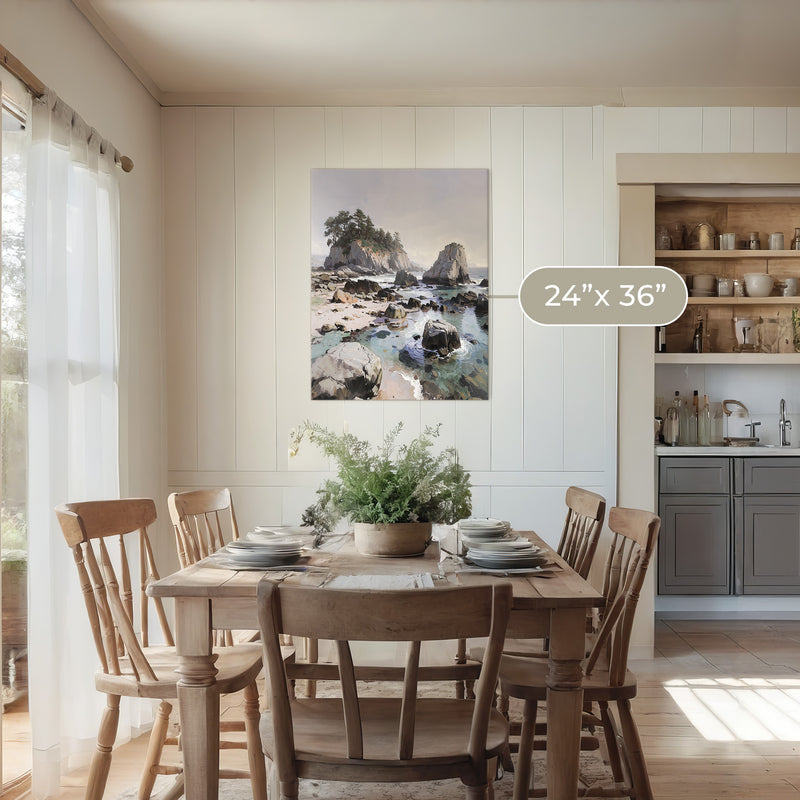 Rocky Beach Painting No1 - Sage and Rose Prints