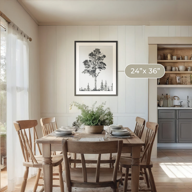 Black and White Tree Illustration No2 - Sage and Rose Prints
