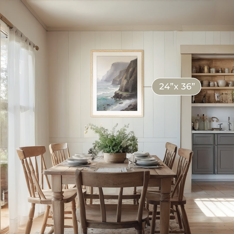 Misty Cliffs Painting No1 - Sage and Rose Prints