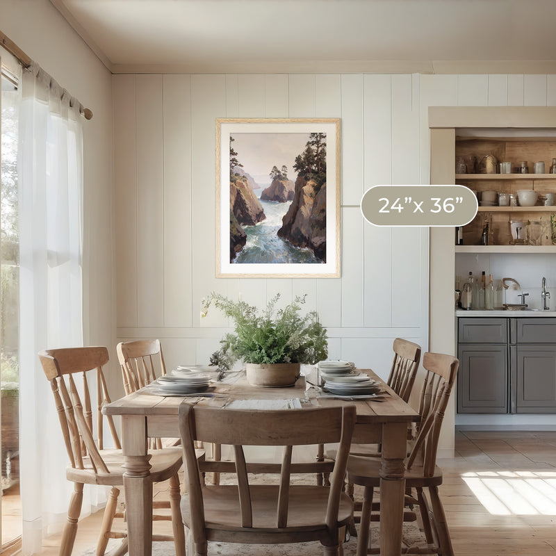 Ocean Cliffs and Glacial Blue Sea No1 - Sage and Rose Prints