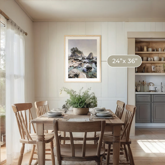 Rocky Beach Painting No1 - Sage and Rose Prints