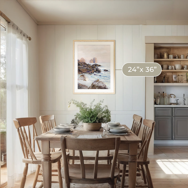 Seaside Sunrise with Coral Pink No1 - Sage and Rose Prints