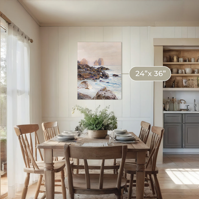 Seaside Sunrise with Coral Pink No1 - Sage and Rose Prints